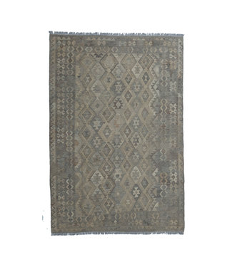 9'51x6'40 Hand Woven Brown Wool Kilim Area Rug