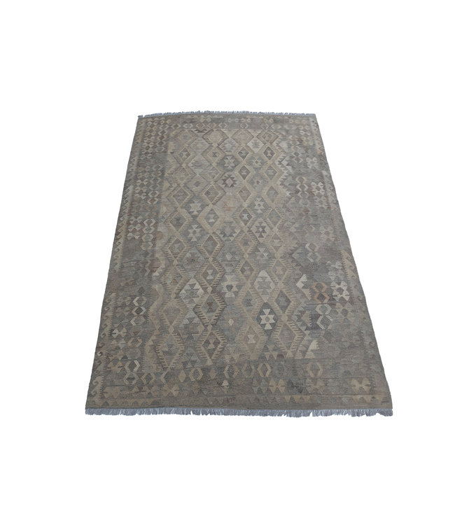 9'51x6'40 Hand Woven Brown Wool Kilim Area Rug