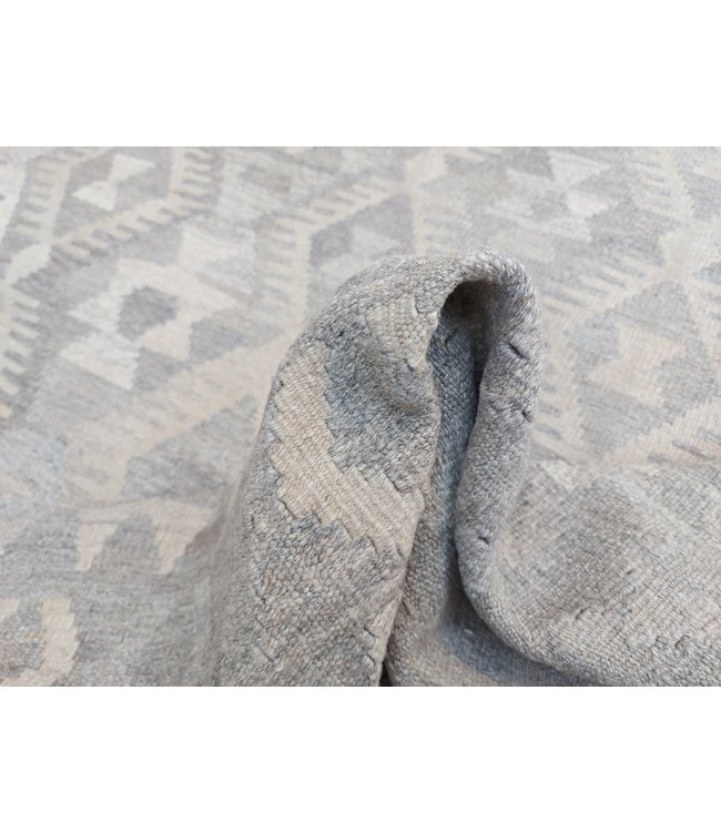 Handgewebte Braun Wolle Kelim Teppich 290x195 cm