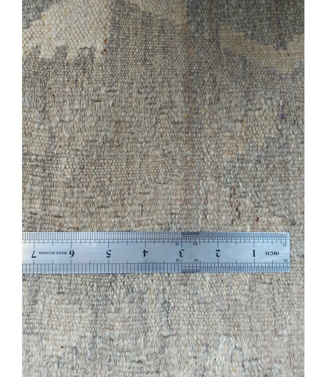 Handgewebte Braun Wolle Kelim Teppich 290x195 cm