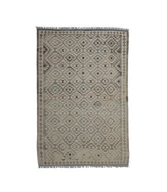 9'91x6'66 Hand Woven Brown Wool Kilim Area Rug