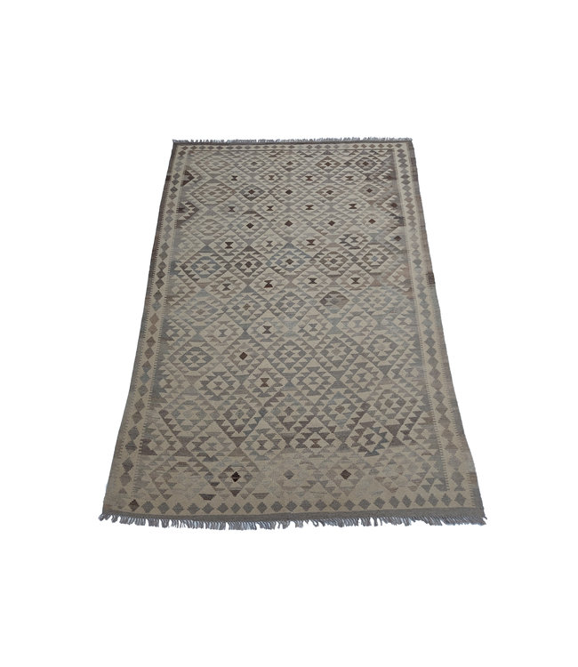 9'91x6'66 Hand Woven Brown Wool Kilim Area Rug