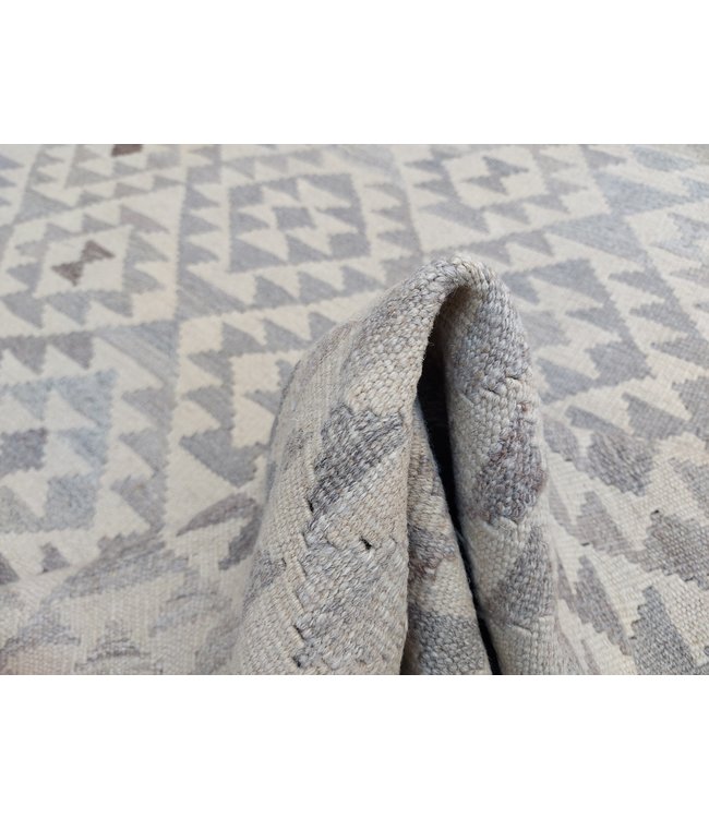 9'91x6'66 Hand Woven Brown Wool Kilim Area Rug