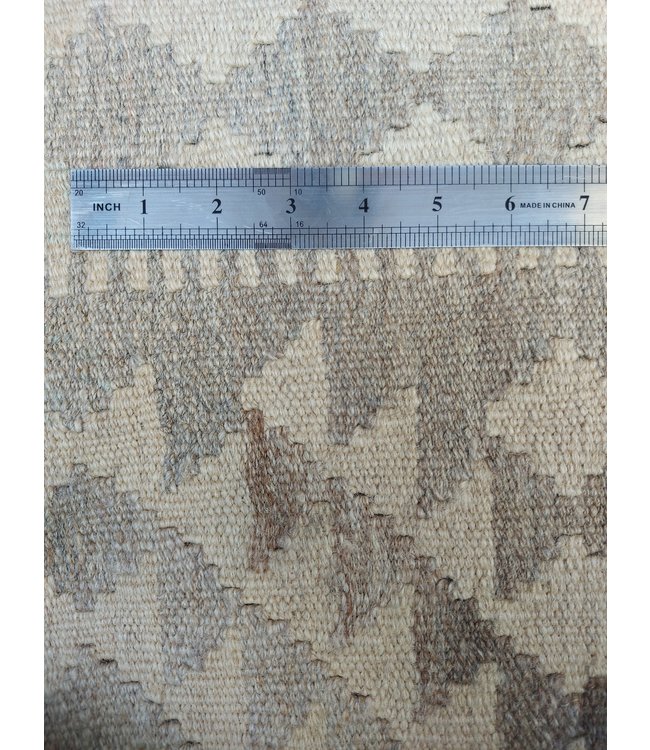 Handgewebte Braun Wolle Kelim Teppich 302x203 cm