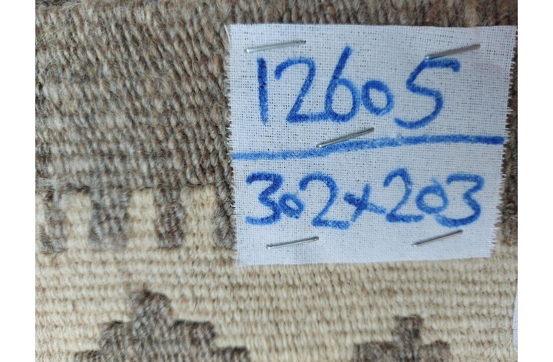 exclusive Vloerkleed Tapijt Kelim 302x203 cm Natural Kleed Hand Geweven Kilim