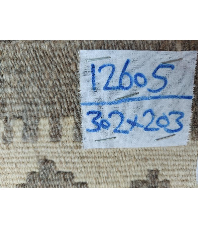 Handgemaakt Natural Kelim Wol Tapijt 302x203 cm