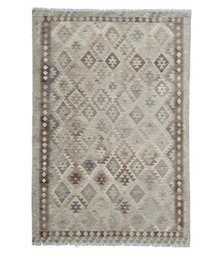 9'94x6'56 Hand Woven Brown Wool Kilim Area Rug