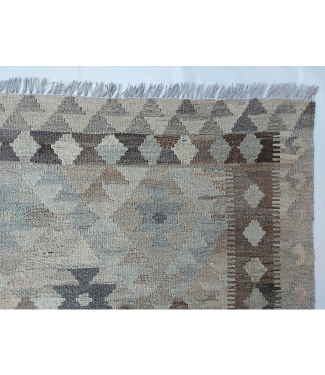 9'94x6'56 Hand Woven Brown Wool Kilim Area Rug