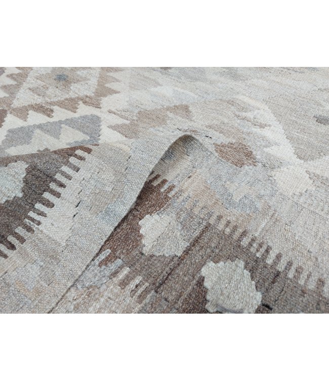 9'94x6'56 Hand Woven Brown Wool Kilim Area Rug