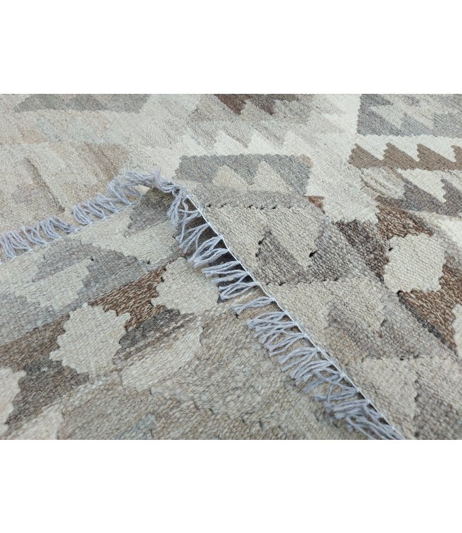 Handgewebte Braun Wolle Kelim Teppich 303x200 cm