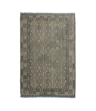 9'71x6'46 Hand Woven Brown Wool Kilim Area Rug