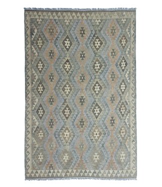 9'74x6'43 Hand Woven Brown Wool Kilim Area Rug