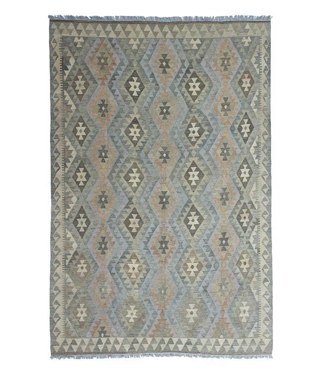 9'74x6'43 Hand Woven Brown Wool Kilim Area Rug