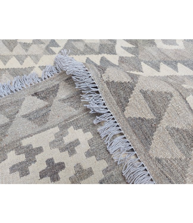 Handgewebte Braun Wolle Kelim Teppich 300x200 cm