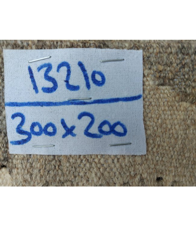 Handgewebte Braun Wolle Kelim Teppich 300x200 cm