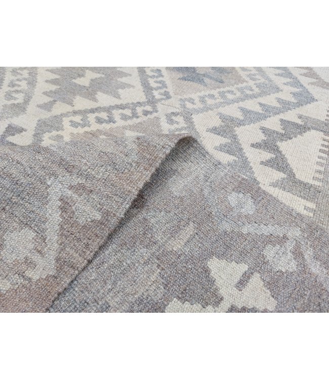 Handgewebte Braun Wolle Kelim Teppich 298x210 cm