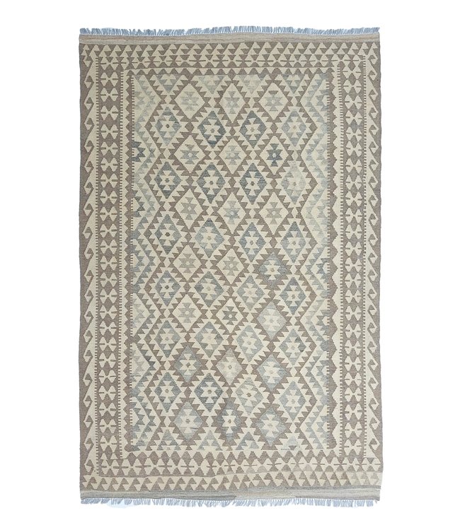 9'78x6'43 Hand Woven Brown Wool Kilim Area Rug