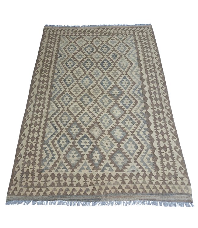 9'78x6'43 Hand Woven Brown Wool Kilim Area Rug