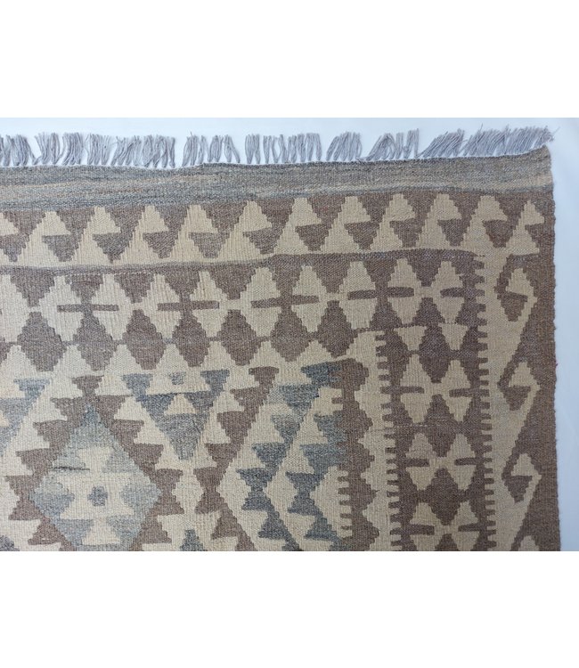 9'78x6'43 Hand Woven Brown Wool Kilim Area Rug