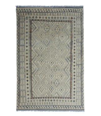 9'74x6'37 Hand Woven Brown Wool Kilim Area Rug