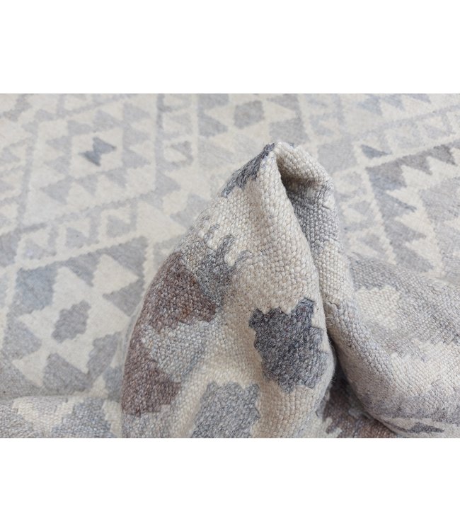 9'74x6'37 Hand Woven Brown Wool Kilim Area Rug