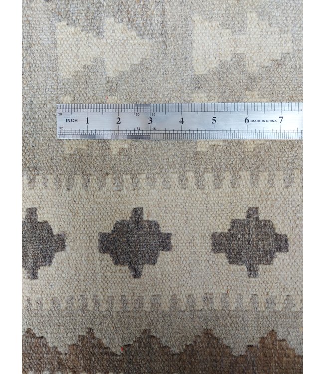 9'74x6'37 Hand Woven Brown Wool Kilim Area Rug