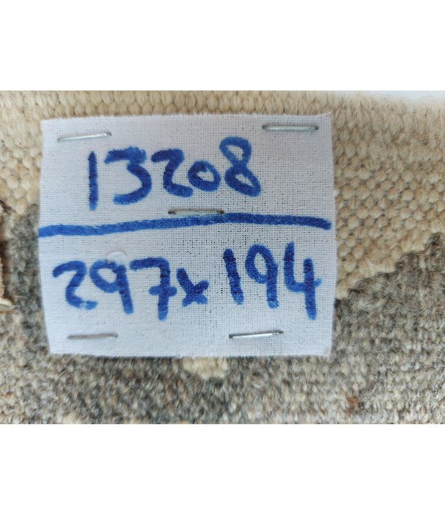 Handgewebte Braun Wolle Kelim Teppich 297x194 cm