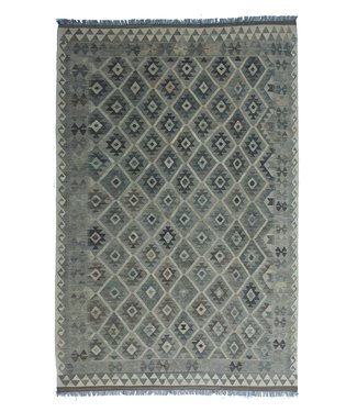 9'78x6'56 Hand Woven Brown Wool Kilim Area Rug