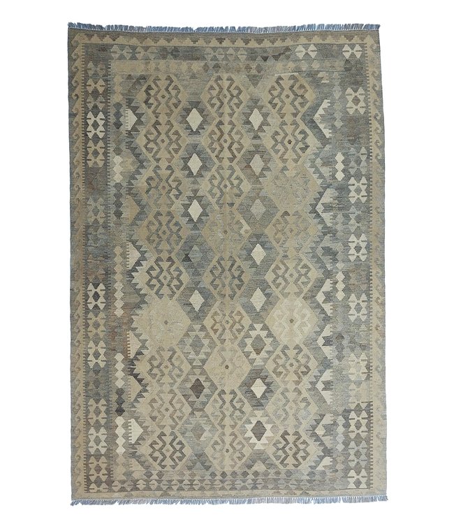 9'74x6'60 Hand Woven Brown Wool Kilim Area Rug