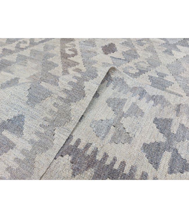 Handgewebte Braun Wolle Kelim Teppich 297x201 cm