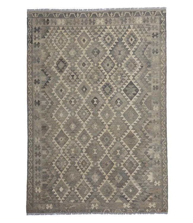 9'65x6'69 Hand Woven Brown Wool Kilim Area Rug