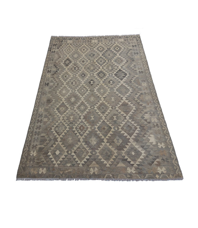 9'65x6'69 Hand Woven Brown Wool Kilim Area Rug