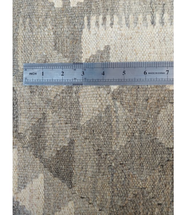 Handgewebte Braun Wolle Kelim Teppich 294x204 cm