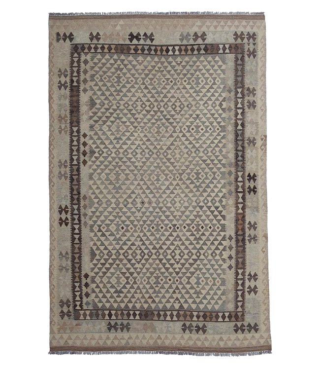 Handgemaakt Natural Kelim Wol Tapijt 296x197 cm