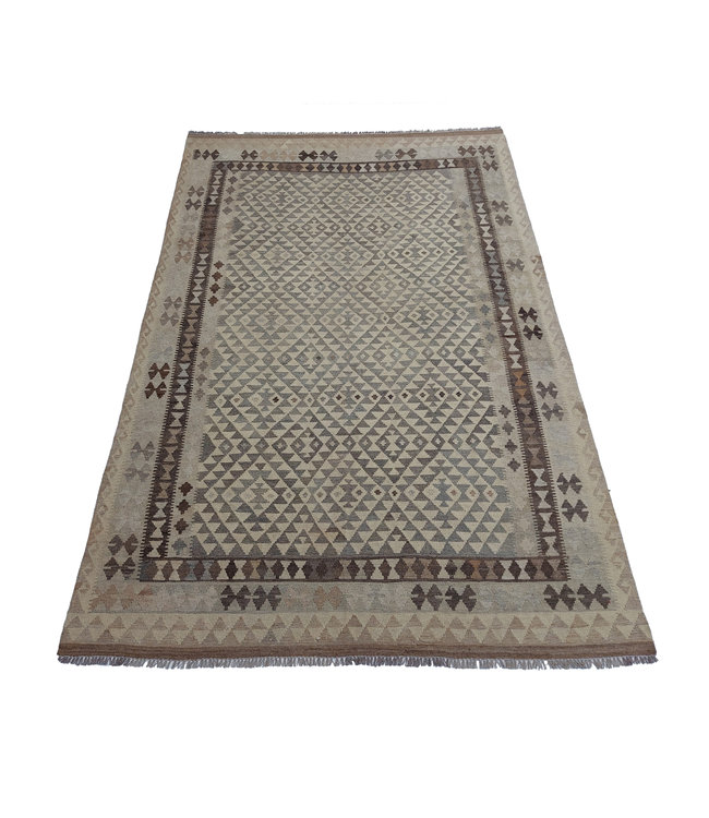 9'71x6'46 Hand Woven Brown Wool Kilim Area Rug