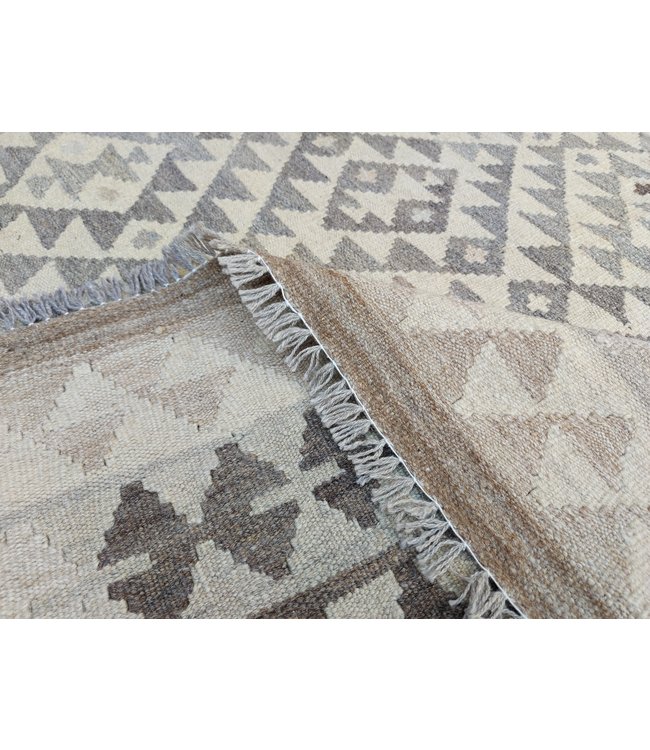 9'71x6'46 Hand Woven Brown Wool Kilim Area Rug