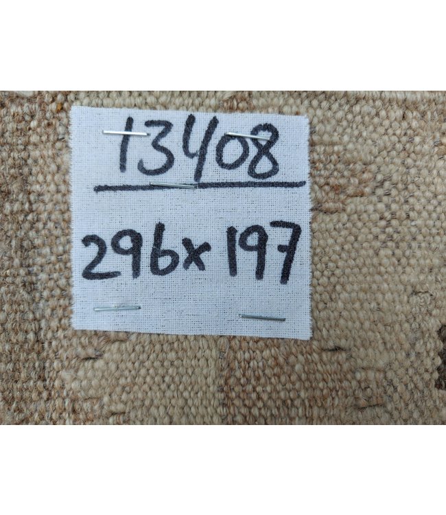 9'71x6'46 Hand Woven Brown Wool Kilim Area Rug