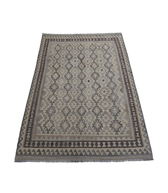 9'45x6'56 Hand Woven Brown Wool Kilim Area Rug