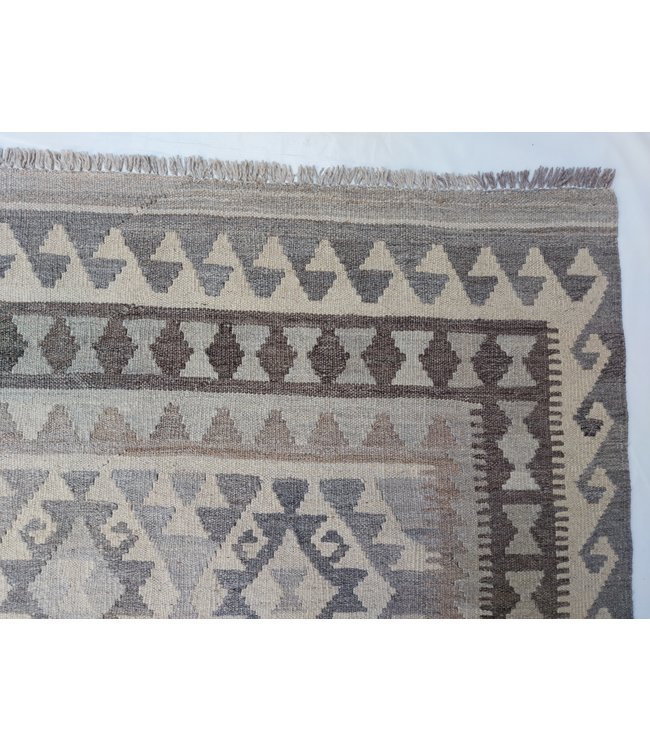 9'45x6'56 Hand Woven Brown Wool Kilim Area Rug