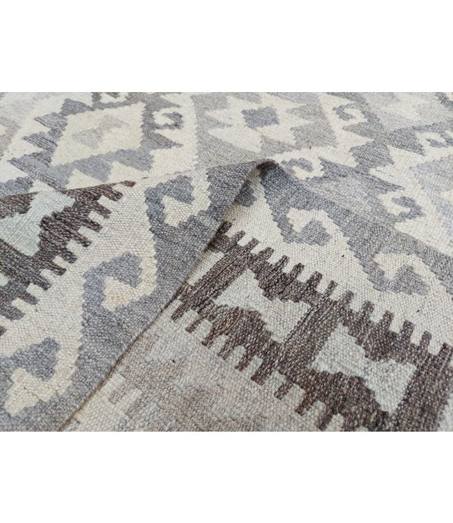 9'45x6'56 Hand Woven Brown Wool Kilim Area Rug