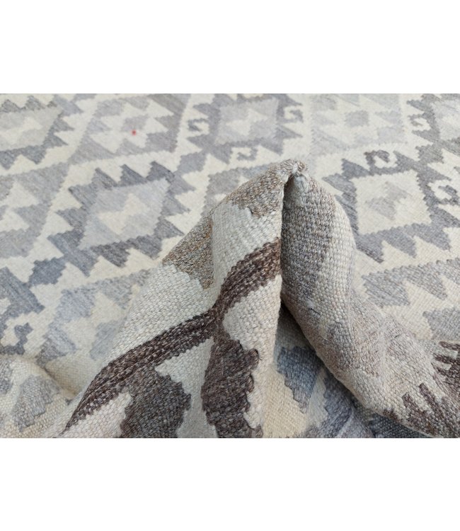 9'45x6'56 Hand Woven Brown Wool Kilim Area Rug