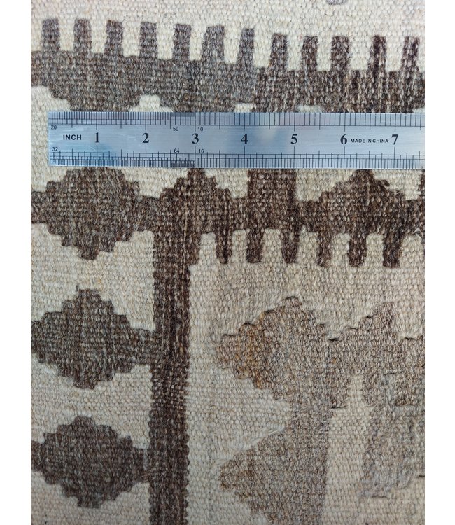 Handgewebte Braun Wolle Kelim Teppich 288x200 cm