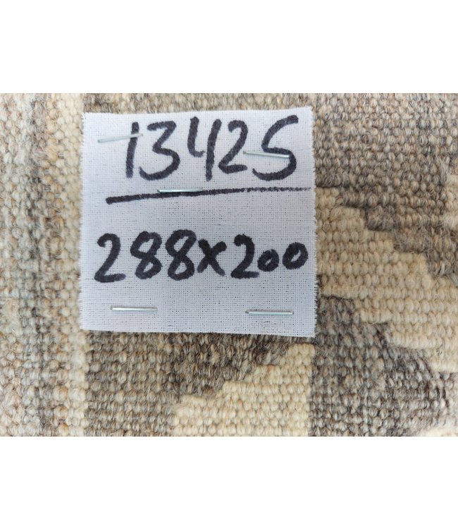 9'45x6'56 Hand Woven Brown Wool Kilim Area Rug
