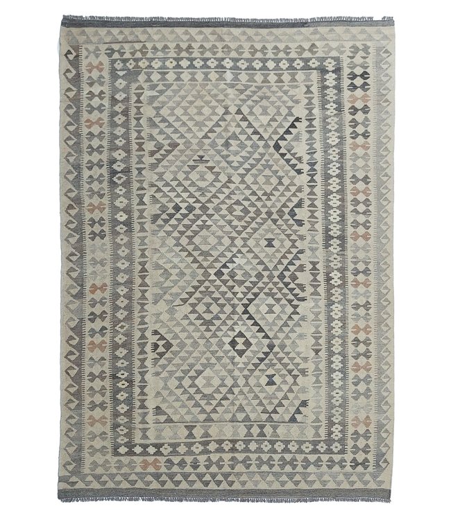 Handgewebte Braun Wolle Kelim Teppich 292x208 cm