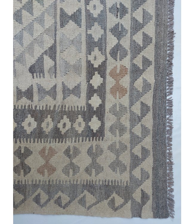 9'58x6'82 Hand Woven Brown Wool Kilim Area Rug