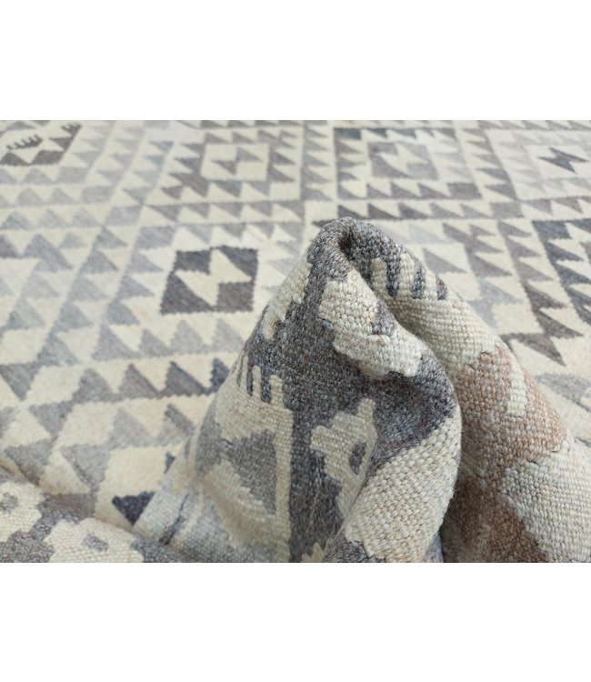 Handgewebte Braun Wolle Kelim Teppich 292x208 cm