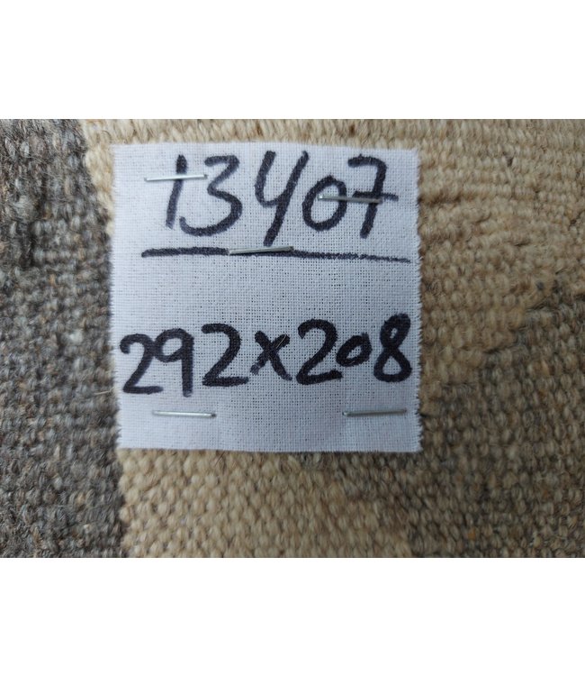 9'58x6'82 Hand Woven Brown Wool Kilim Area Rug