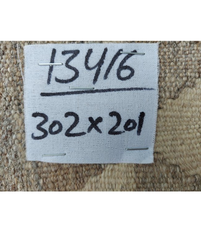 Handgemaakt Natural Kelim Wol Tapijt 302x201 cm