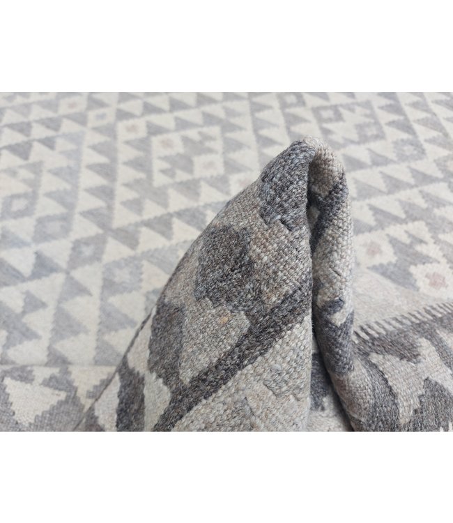 Handgewebte Braun Wolle Kelim Teppich 302x201 cm