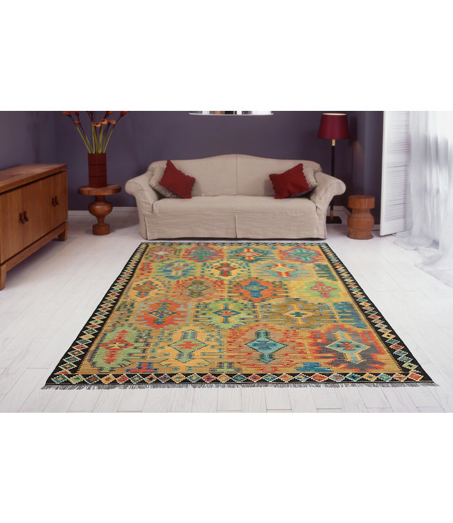 Handgewebte Orientalisch Wolle Kelim Teppich 299x206 cm